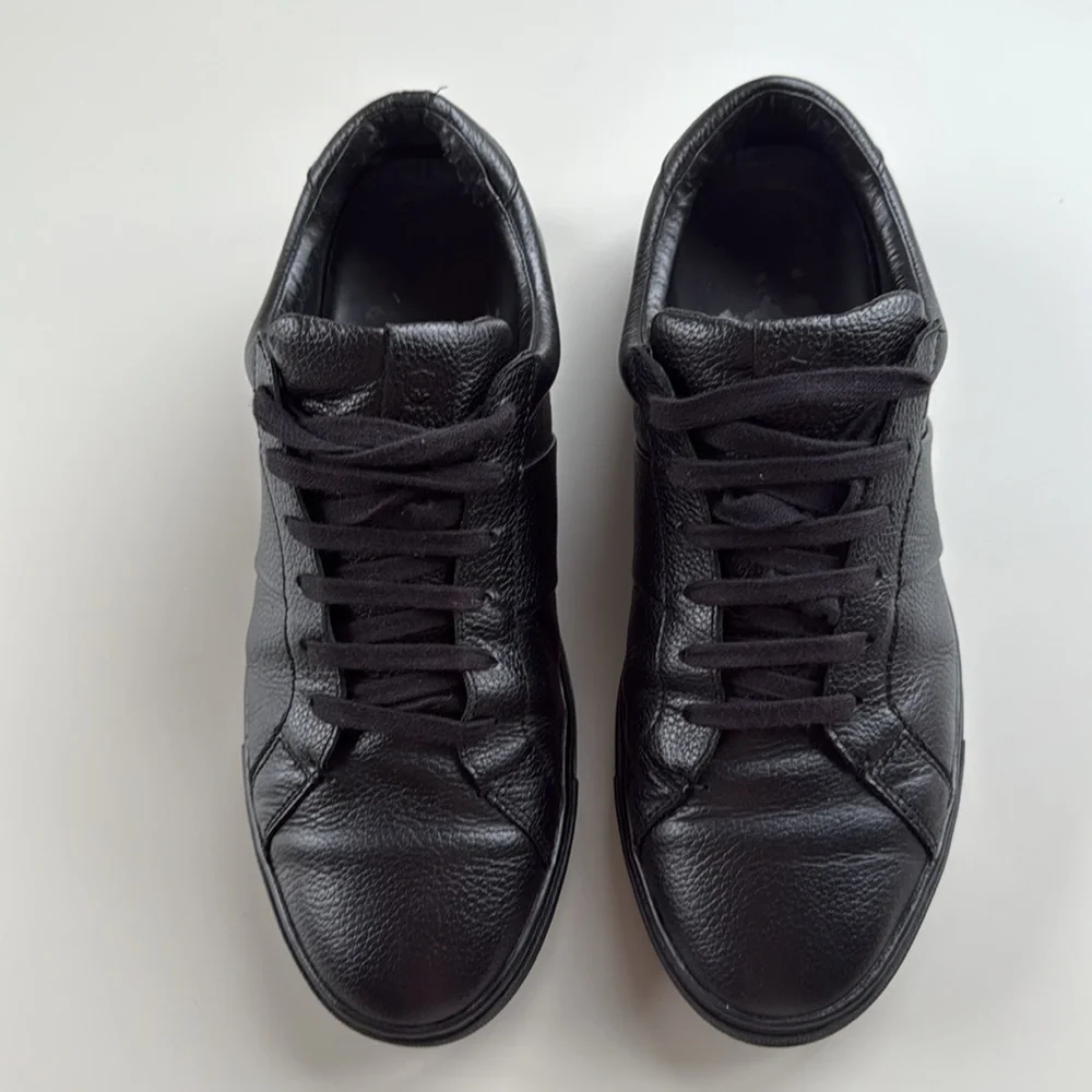 Massimo Dutti Men’s Black Leather Sneakers, Size EU 43 (US 10)
